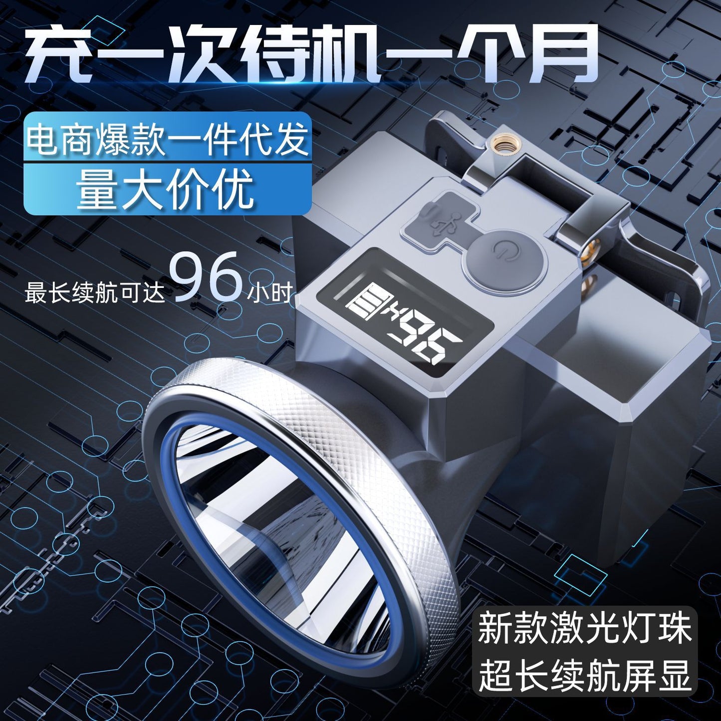 Headlight Strong Light Outdoor Special Led Ultra-Long Battery Life Rechargeable Waterproof Searchlight Super Bright Night Fishing Long-Range Fishing Light