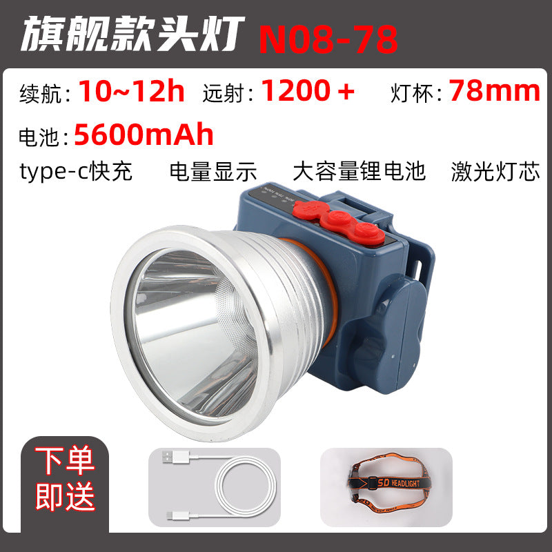Headlight Strong Light Outdoor Special Led Ultra-Long Battery Life Rechargeable Waterproof Searchlight Super Bright Night Fishing Long-Range Fishing Light