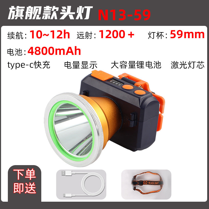 Headlight Strong Light Outdoor Special Led Ultra-Long Battery Life Rechargeable Waterproof Searchlight Super Bright Night Fishing Long-Range Fishing Light