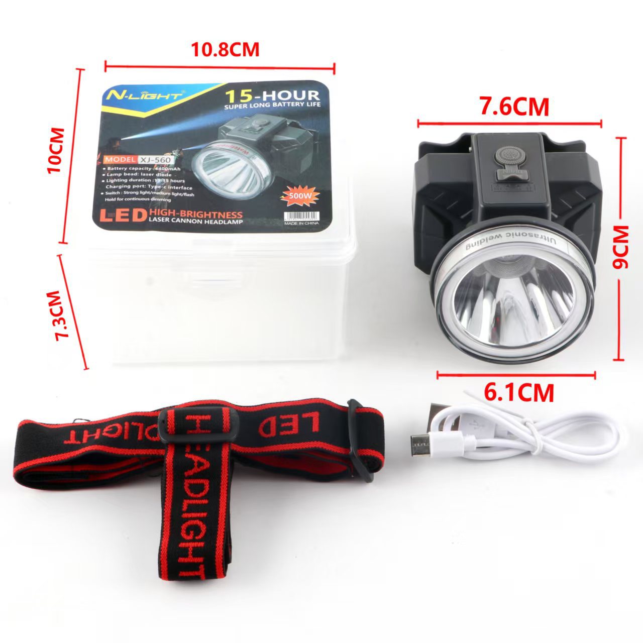 Headlight Strong Light Outdoor Special Led Ultra-Long Battery Life Rechargeable Waterproof Searchlight Super Bright Night Fishing Long-Range Fishing Light
