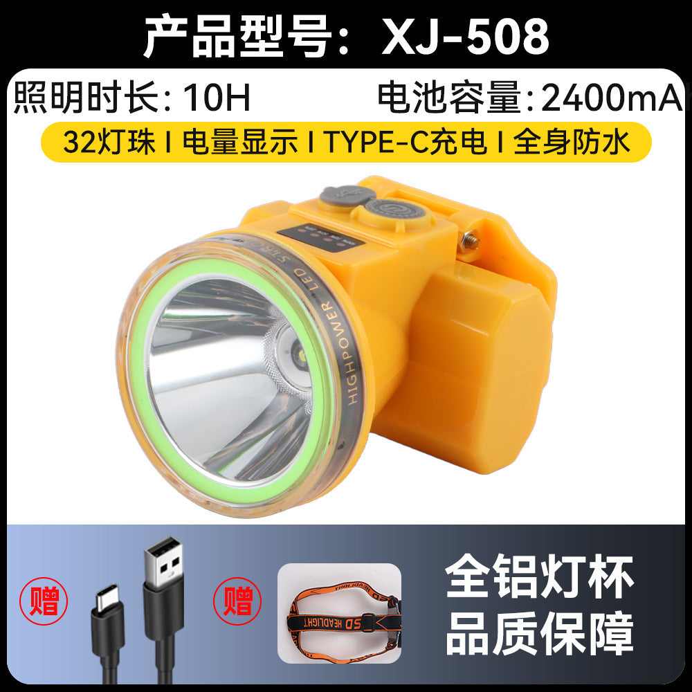 Headlight Strong Light Outdoor Special Led Ultra-Long Battery Life Rechargeable Waterproof Searchlight Super Bright Night Fishing Long-Range Fishing Light