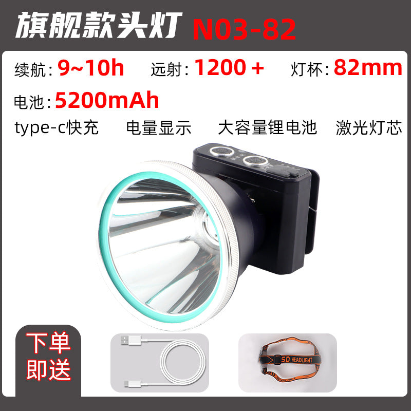 Headlight Strong Light Outdoor Special Led Ultra-Long Battery Life Rechargeable Waterproof Searchlight Super Bright Night Fishing Long-Range Fishing Light