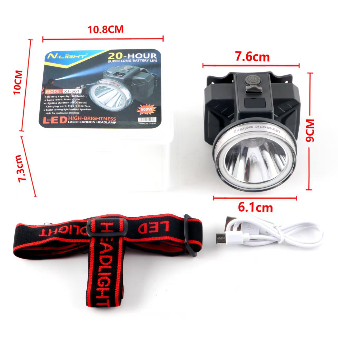 Headlight Strong Light Outdoor Special Led Ultra-Long Battery Life Rechargeable Waterproof Searchlight Super Bright Night Fishing Long-Range Fishing Light