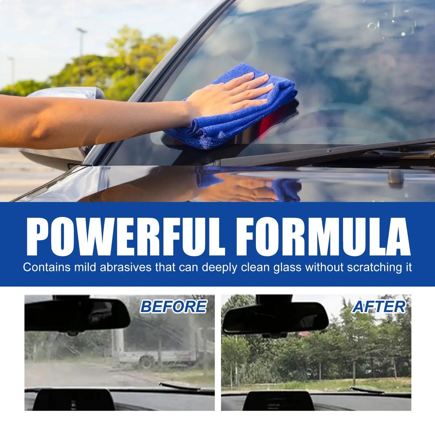 Car Glass Polish Coating Kit for Windshield Oil Film Removal Paste Car Glass Water Repellent Anti Rain Hydrophobic Cleaning Kits