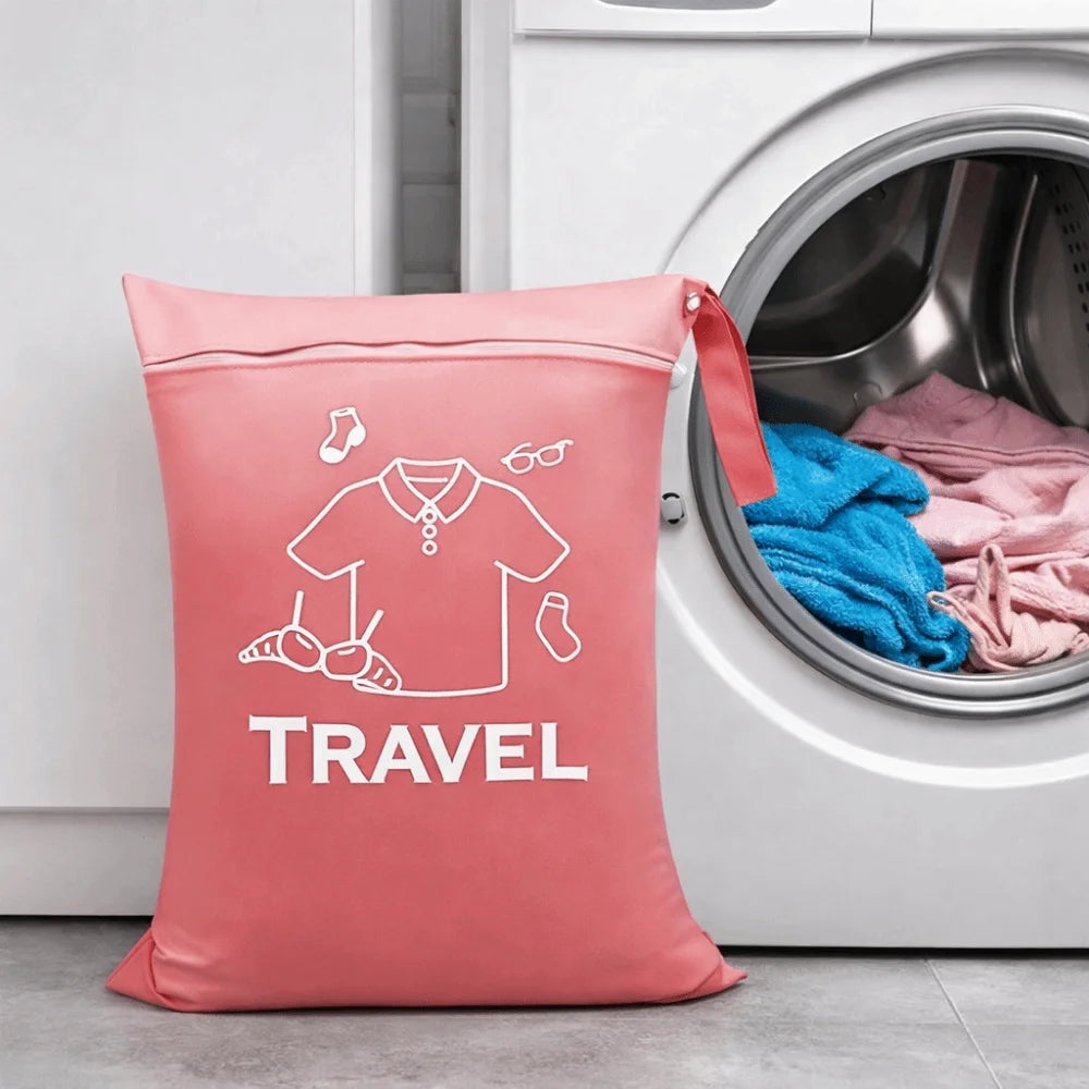 Oxford Cloth Travel Clothing Storage Bag Waterproof Washable Laundry Bag Zipper Large Capacity Handheld Wash Bag Fitness