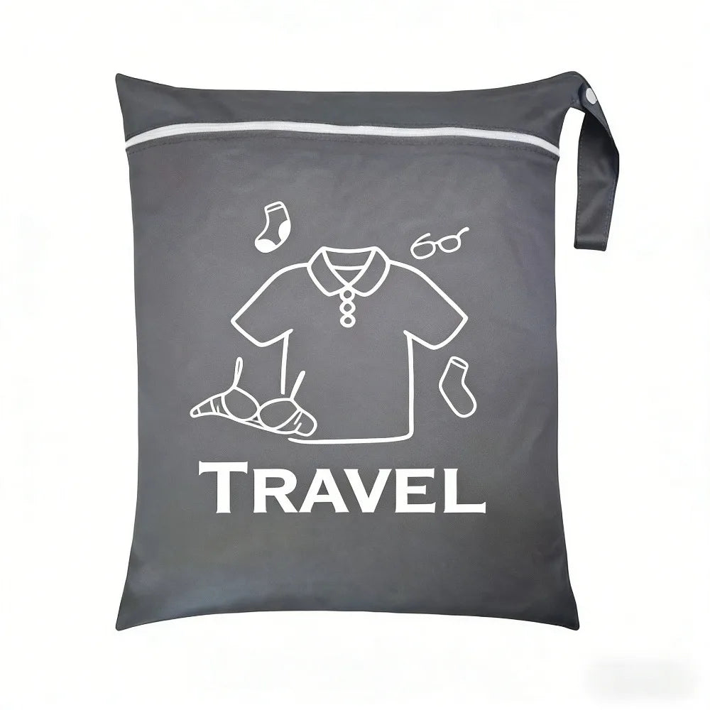 Oxford Cloth Travel Clothing Storage Bag Waterproof Washable Laundry Bag Zipper Large Capacity Handheld Wash Bag Fitness