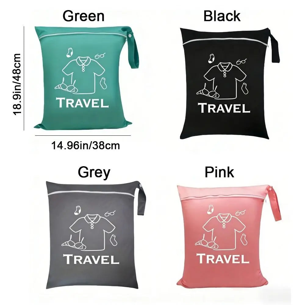 Oxford Cloth Travel Clothing Storage Bag Waterproof Washable Laundry Bag Zipper Large Capacity Handheld Wash Bag Fitness